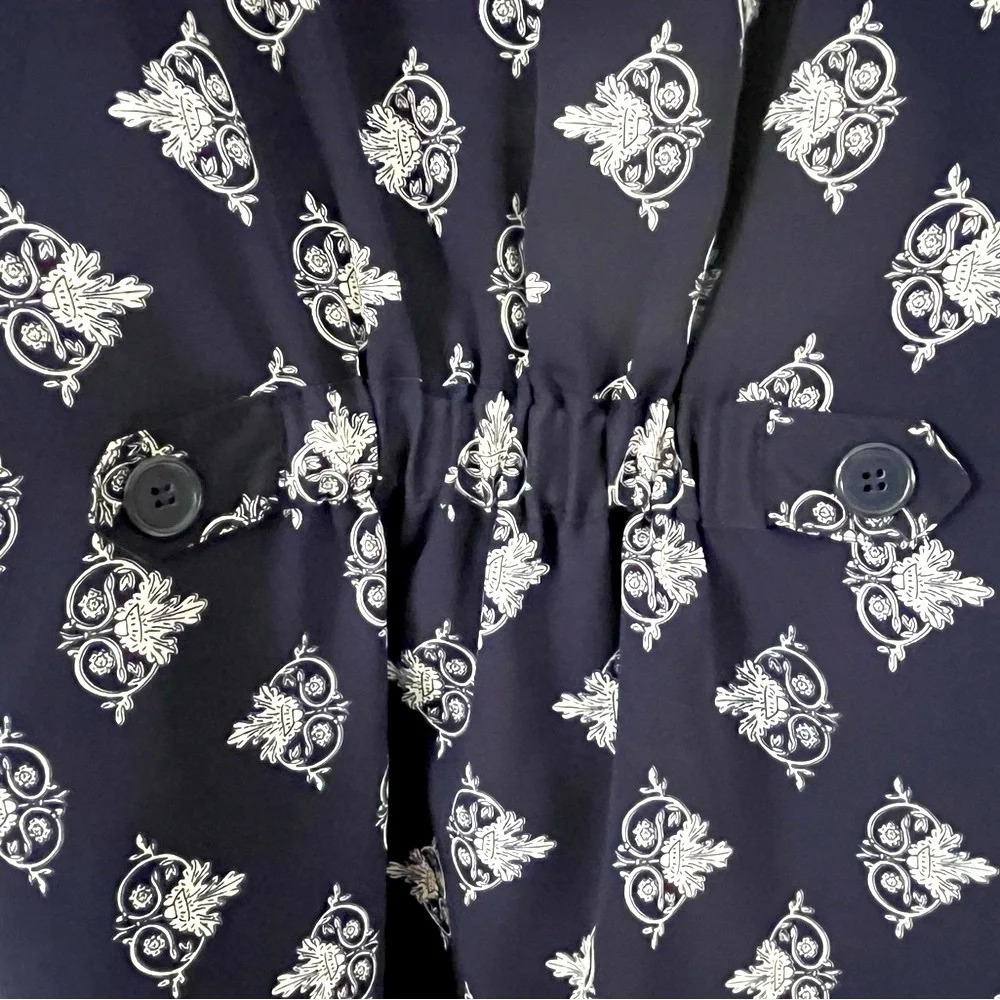 Vintage 80’s EATON COLLECTABLES/ Blazer/ Damask print/ White & blue/ Size US 14 - Picture 7 of 12